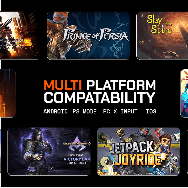 Image showcasing games compatible with Type-C mobile gaming controller across multiple platforms.